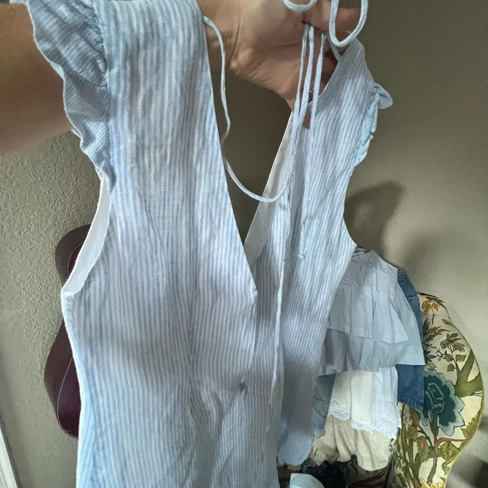 Designer Light Blue Ruffle Mini Dress - Picture 8 of 8